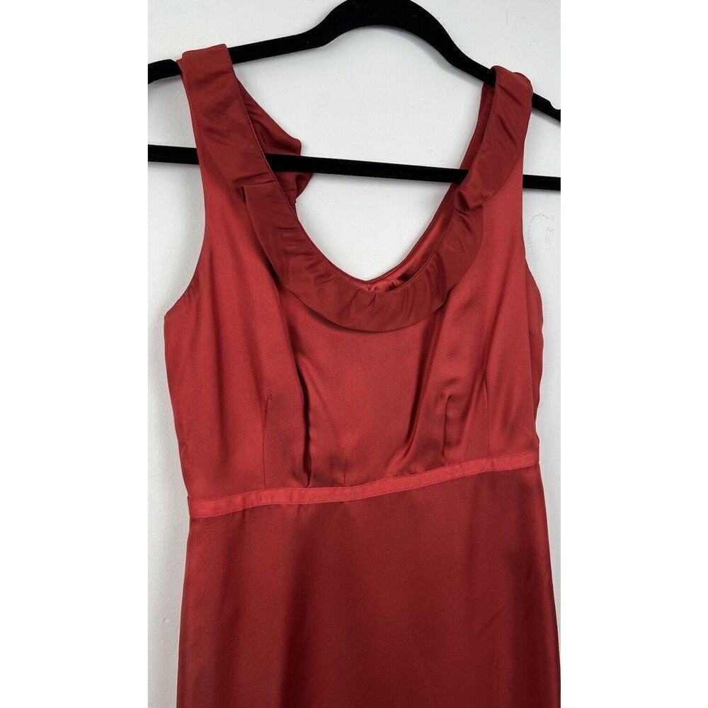 ANTHRPOLOGIE MOULINETTE SOEURS SILK GARNET RED SHEATH DRESS SZ 0 Y2K Babydoll - Picture 3 of 11